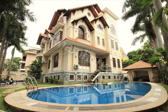 Big green garden with cool pool at nice villa, Thao Dien, D2.