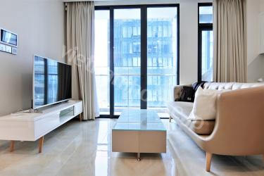 Combination of green park and city view