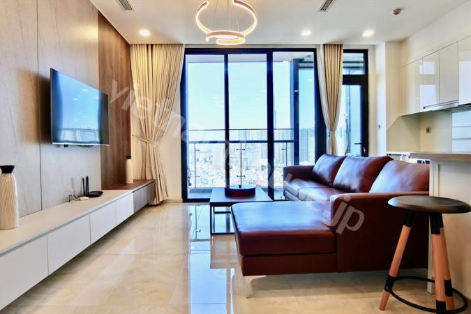 Red sofa brings lucky to Vinhomes apartment