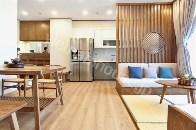 Nice wooden floor covered lounge room District 1