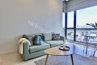 1-bedroom apartment in pastel tones