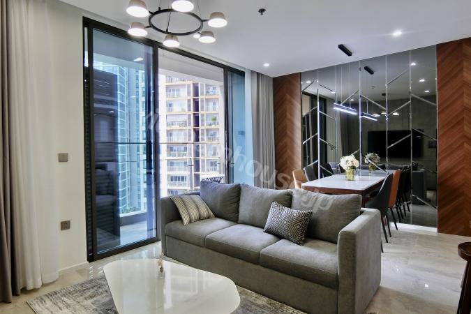 2-bedroom apartment with wooden walls and mirrors