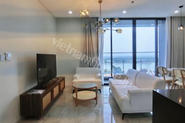 2 bedroom apartment with main brown and white color