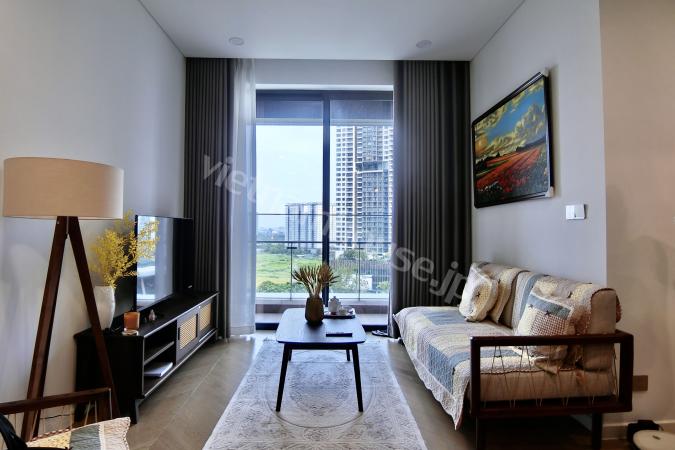 2-bedroom apartment featuring country-style furniture with calming, neutral colors