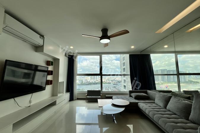 Bright and airy 3-bedroom apartment with soft wooden touches at Thao Dien Pearl
