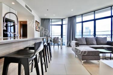 Modern kitchen with big island at City Garden