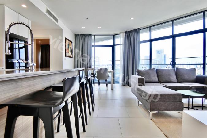 Modern kitchen with big island at City Garden