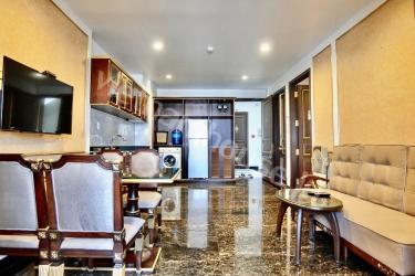 The apartment floor is paved with luxurious and classy marble