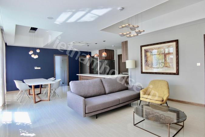 A large serviced apartment is available for rent in District 2