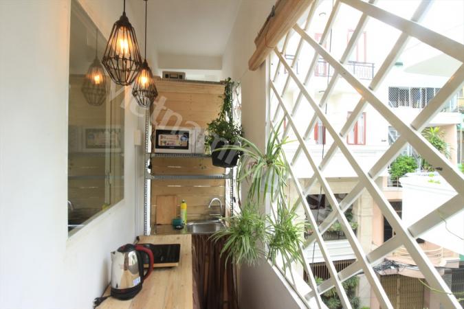 Zen space at apartment with natural light in Binh Thanh District.